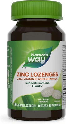 Pastillas de zinc Nature's Way con vitamina C y equinácea, apoyo inmunológico, 60 unidades Foto 1 de 4