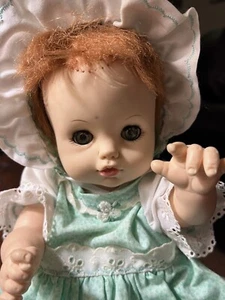 Vintage Effanbee Rubber Baby Doll Original Outfit From The 1960’s Sleepy Eyes - Picture 1 of 8