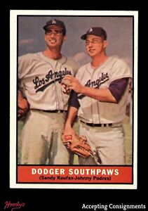 1961 Topps #207 Dodger Southpaws Sandy Koufax & Johnny Podres VG - EX  DODGERS