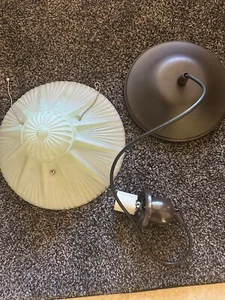 Vintage Antique Art Deco Glass Shade Ceiling Light Fixture Lamp Chandelier - Picture 1 of 5