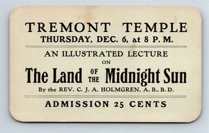 Admission For Lecture On The Land Of The Midnight Sun Tremont Temple Boston MA - Picture 1 of 2