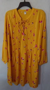 Women's Flowing Yellow/Gold Floral Flowing Old Navy Dress Size Large - Picture 1 of 5