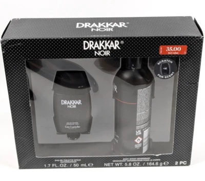 Drakkar Noir por Guy Laroche Eau De Toilette 1.7 OZ y desodorante en aerosol corporal 5.8 OZ Foto 1 de 2