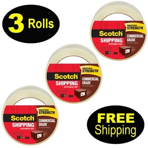 Scotch 3750 Commercial Grade Shipping Tape, 3.0 Mil, 1.88" x 54.6, Yd. 3 Rolls - Picture 1 of 3