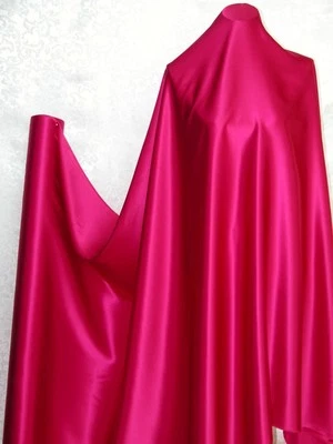 New 100% Pure Silk Charmeuse Fabric Solid Deep Pink Per Yard - Image 1 of 2