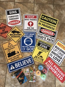 VBS Construction Large LOT Of Signs, Frisbees, Stickers, Bracelets, Tattoos. NEW