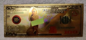 VERY Rare 1 Playboy Pamela Anderson Gold Plated $100 Foil Bill. Gr8t Collectible - Picture 1 of 6