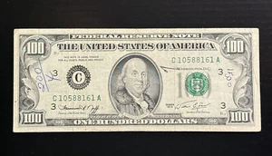 1974 Series $100 Federal Reserve Note Bank of Philadelphia, Pa Serial C10588161A - Picture 1 of 2