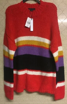 Sanctuary Party Stripe Over the Rainbow Red Sweater Womens Size Large Retail $99 - Image 1 of 4