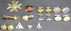 (12) Masonic Men's Accessory Lot - Cufflinks - Tie Bars - Shriners - Vintage - Picture 1 of 9