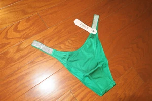 S VICTORIA'S SECRET Swim suit BOTTOMS Swimwear BRAZILIAN THONG LOGO SHINY STRAP - Picture 1 of 5