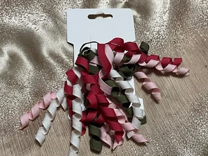 Gymboree GREEN PINK & WHITE LARGE CURLY RIBBON HAIR PONY TAIL HOLDER - Picture 1 of 2