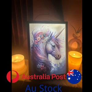 unicorn night Lamp and mirror two in one, Light Box, LED Light Painting Frame - Picture 1 of 8