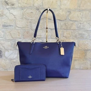 BOLSO DE HOMBRO COACH Púrpura Oscuro CUERO DORADO CADENA CADENA/Billetera Opción NUEVO CON ETIQUETAS - Imagen 1 de 40