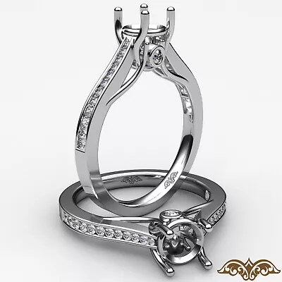 Channel Setting Diamond Engagement Women's Round Semi Mount Gold Ring 0.30Ctw - Image 1 of 4