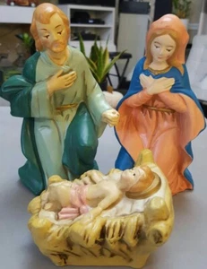 Homco Home Interior Vtg 3 Piece Nativity Figurines Mary Joseph Baby Jesus - Picture 1 of 12