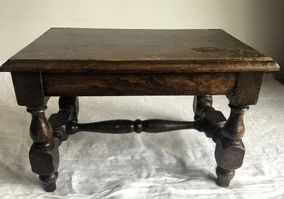 Small Old French Rectangular Oak Stool Footstool Sound and Solid. - Image 1 of 4