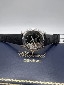 Chopard Happy Fish Diamonds 38mm Black Dial Rubber Strap Box Set 288347-3007 - Picture 1 of 14