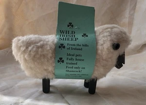 Vintage Handarbeit Wolle "Wild Irish Sheep" Figur beflockt Holz Irland - Bild 1 von 7
