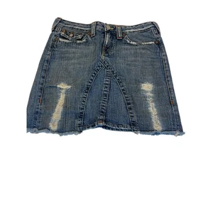 TRUE RELIGION BRAND JEANS SKIRT MADE IN USA SIZE 28 100% COTTON  - Picture 1 of 5