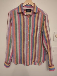 DRAKE’S London linen Striped Shirt sz. M  Made in England $375 - Picture 1 of 6