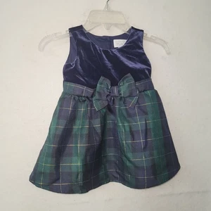 Vestido de lugar para niños niña 18-24M verde azul terciopelo forrado a cuadros fiesta - Imagen 1 de 11