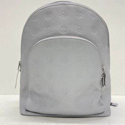 Mochila de cuero con patrón de calavera gris Gifore Foto 1 de 4