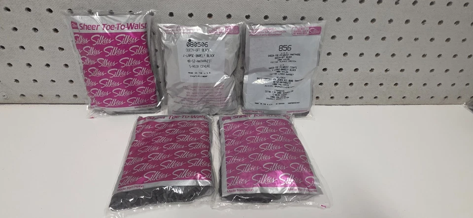 Nuevo de Lote Antiguo 5x Silkies Puntera a Cintura Transparente #080506 Talla Extra Grande Queen Off Negro Foto 1 de 1