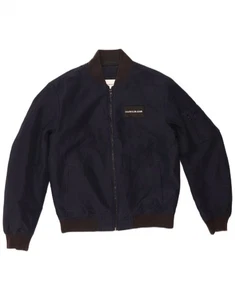CALVIN KLEIN JEANS Mens Bomber Jacket  UK 36 Small Navy Blue Colourblock AJ20 - Picture 1 of 3