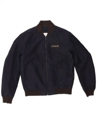 CALVIN KLEIN JEANS Mens Bomber Jacket  UK 36 Small Navy Blue Colourblock AJ20 - Image 1 of 3