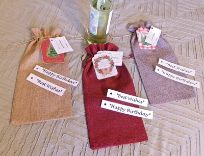 Bolsas de regalo de vino 3 piezas para todas las ocasiones con etiquetas de felicitación Burlop nuevas Foto 1 de 4