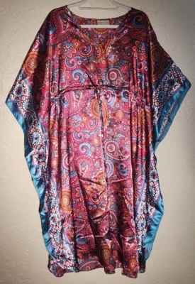 Vintage Lounge Wear por Bobby Brooks Tamanho Único Fendas Laterais na Bainha Design Floral - Imagem 1 de 4