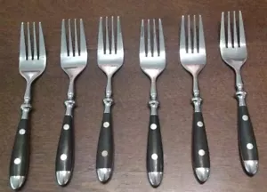 Set Of 6 Washington Forge WF Grenoble Brown Handle Stainless Dessert Forks. WC - Picture 1 of 8