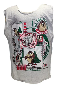 VTG 1996 Taz Tasmanian Devil Looney Tunes Christmas Tank XL Warner Bros - Picture 1 of 6