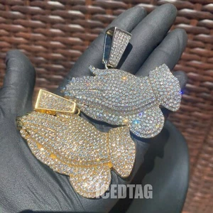 ICED BLING OUT GOLD PLATE ALLOY CUBIC ZIRCONIA LARGE PRAYING HAND HIPHOP PENDANT - Picture 1 of 9