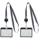  2 Pack Easy to Pull Telescopic Hanging Id Badge Holder Credit Card Sleeves