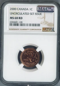 2000 Canada Small Cent NGC MS68 RD Uncirculated Set Issue - Picture 1 of 2