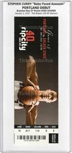 Stephen Curry PORTLAND DEBUT NOVATO 2010 Trail Blazers Warriors 1/2 boleto completo - Imagen 1 de 12