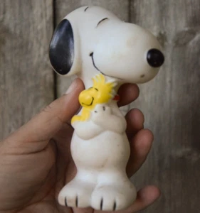 VINTAGE 1966 DANARA PEANUTS SNOOPY WOODSTOCK VINYL FIGURINE 6" TALL DOG BIRD - Picture 1 of 23