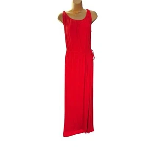 The Limited Sleeveless Maxi Dress Ruched Waist Side Tie Red Pull On XS - Picture 1 of 5