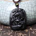 Natural Obsidian Carved Pisces Lucky Amulet Pendant Steel Heart Pendants