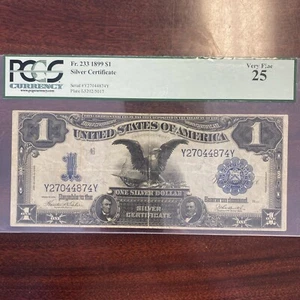 1899 $1 Silver Certificate - PCGS 25 Black Eagle - Fr 233 - Picture 1 of 2