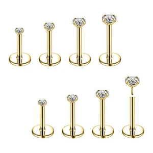 8-10 Pcs/Lot Stainless Steel CZ Labret Lip Studs Threadless Monroe Piercings - Picture 1 of 84