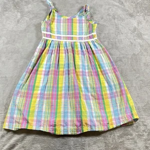 Lilly Pulitzer Sun Dress Girls Size 8 Cotton Pretty Plaid Lined Peasant Dressy - Picture 1 of 6