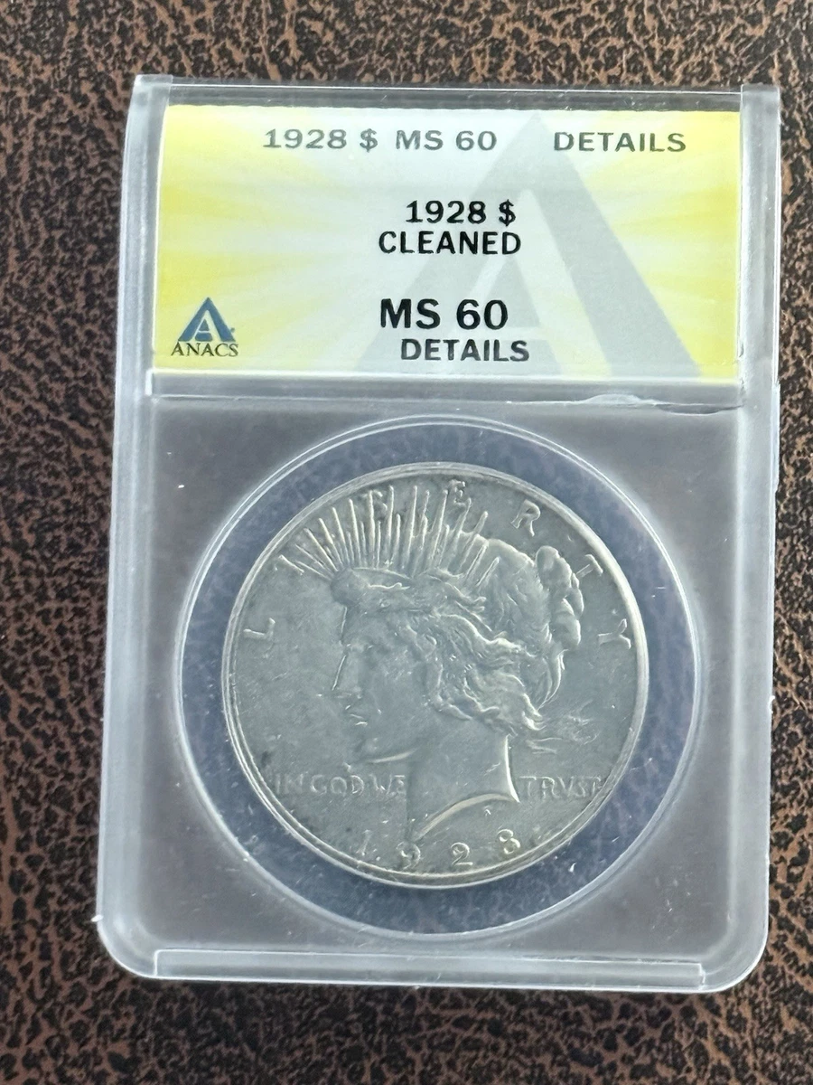 Silver MS 60 Graded 1928 Year Peace Dollars (1921-1935) for sale