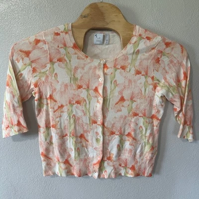 Suéter Cárdigan Floral Melocotón Jill Manga 3/4 Botón Delantero Mediano Pequeño MP Foto 1 de 4