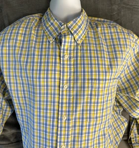 IZOD XL Men's Light Weight Shirt Long Sleeve Plaid Yellow/Blue Preppycore Cotton - Picture 1 of 12