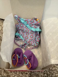 American Girl Doll BOHO BEACHY SET COSTUME DA BAGNO vestito e sandali con perline in pensione con scatola - Foto 1 di 5