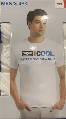 32 Degrees Cool Short Selve Crew Neck T-Shirt 3 Pack , White, Multicolour