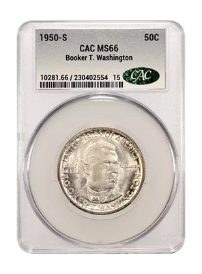 1950-S Booker T Washington (BTW) Memorial Half Dollar CAC Grading (CACG) MS66 - Image 1 of 2